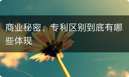 商业秘密、专利区别到底有哪些体现