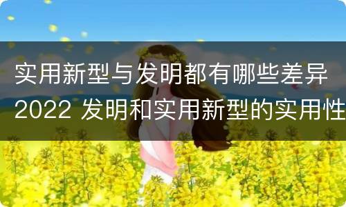 实用新型与发明都有哪些差异2022 发明和实用新型的实用性