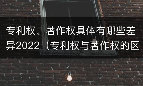 专利权、著作权具体有哪些差异2022（专利权与著作权的区别与联系）