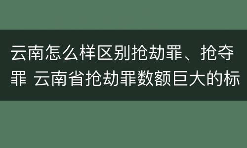云南怎么样区别抢劫罪、抢夺罪 云南省抢劫罪数额巨大的标准