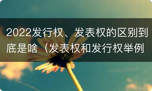 2022发行权、发表权的区别到底是啥（发表权和发行权举例）