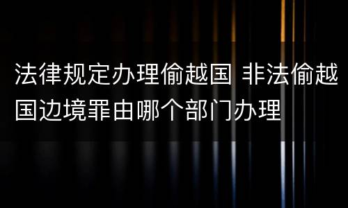 法律规定办理偷越国 非法偷越国边境罪由哪个部门办理
