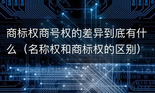 商标权商号权的差异到底有什么（名称权和商标权的区别）