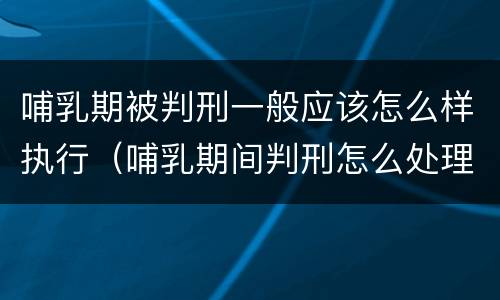 哺乳期被判刑一般应该怎么样执行（哺乳期间判刑怎么处理）