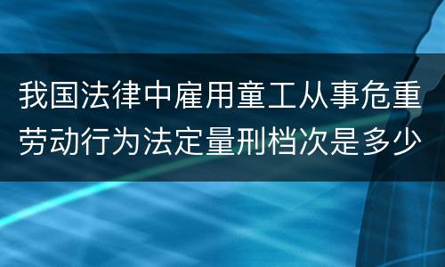 我国法律中雇用童工从事危重劳动行为法定量刑档次是多少