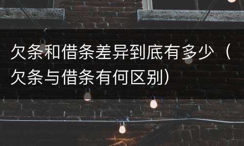 欠条和借条差异到底有多少（欠条与借条有何区别）