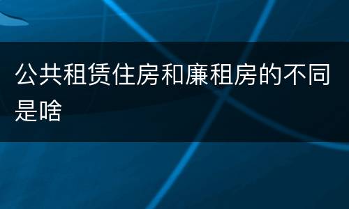 公共租赁住房和廉租房的不同是啥