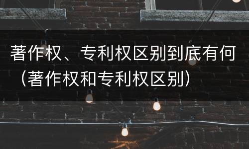 著作权、专利权区别到底有何（著作权和专利权区别）