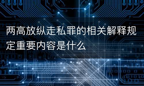 两高放纵走私罪的相关解释规定重要内容是什么