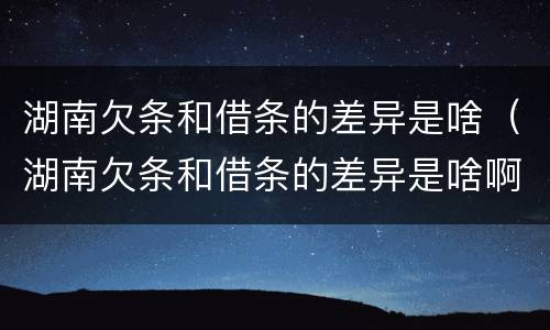 湖南欠条和借条的差异是啥（湖南欠条和借条的差异是啥啊）