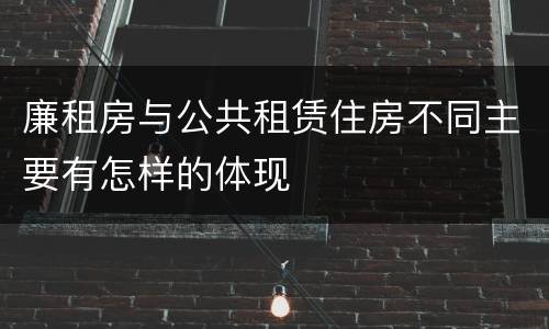 廉租房与公共租赁住房不同主要有怎样的体现
