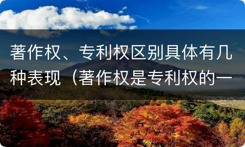 著作权、专利权区别具体有几种表现（著作权是专利权的一种吗）