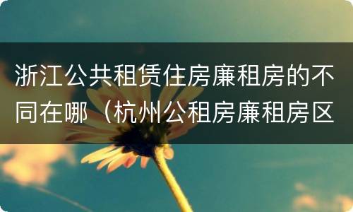 浙江公共租赁住房廉租房的不同在哪（杭州公租房廉租房区别）