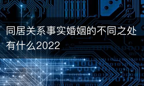 同居关系事实婚姻的不同之处有什么2022