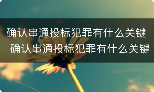 确认串通投标犯罪有什么关键 确认串通投标犯罪有什么关键要求
