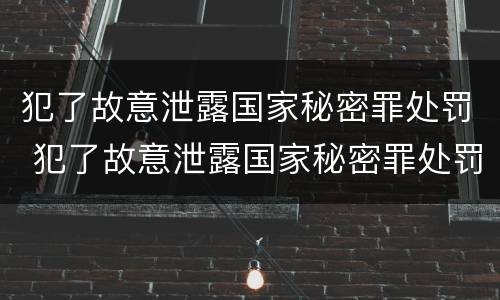 犯了故意泄露国家秘密罪处罚 犯了故意泄露国家秘密罪处罚金额