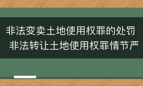非法变卖土地使用权罪的处罚 非法转让土地使用权罪情节严重