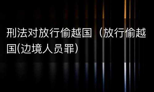刑法对放行偷越国（放行偷越国(边境人员罪）