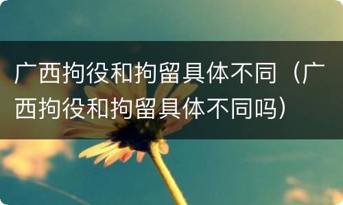 广西拘役和拘留具体不同（广西拘役和拘留具体不同吗）