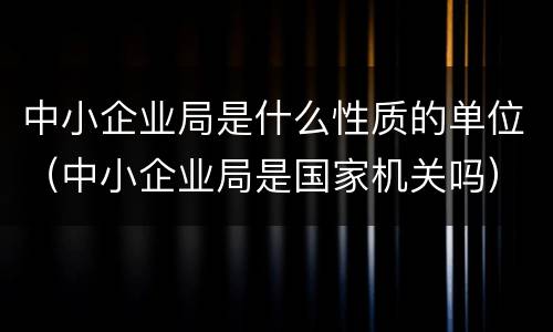 中小企业局是什么性质的单位（中小企业局是国家机关吗）