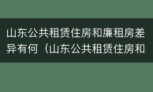 山东公共租赁住房和廉租房差异有何（山东公共租赁住房和廉租房差异有何影响）