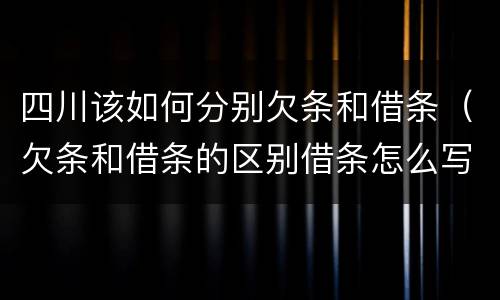 四川该如何分别欠条和借条（欠条和借条的区别借条怎么写）