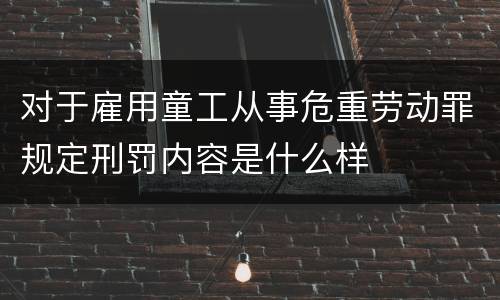 对于雇用童工从事危重劳动罪规定刑罚内容是什么样