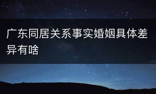 广东同居关系事实婚姻具体差异有啥