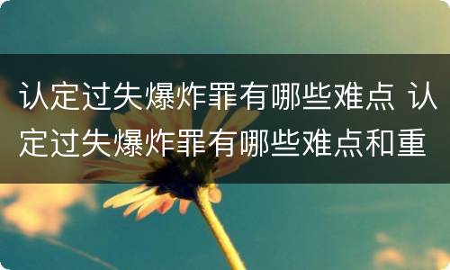 认定过失爆炸罪有哪些难点 认定过失爆炸罪有哪些难点和重点