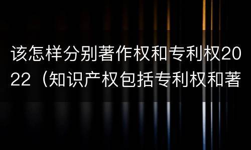该怎样分别著作权和专利权2022（知识产权包括专利权和著作权吗）