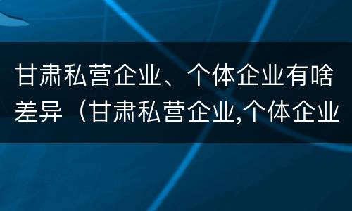 甘肃私营企业、个体企业有啥差异（甘肃私营企业,个体企业有啥差异嘛）