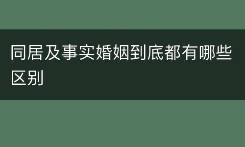 同居及事实婚姻到底都有哪些区别