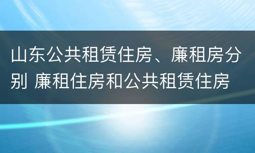 山东公共租赁住房、廉租房分别 廉租住房和公共租赁住房