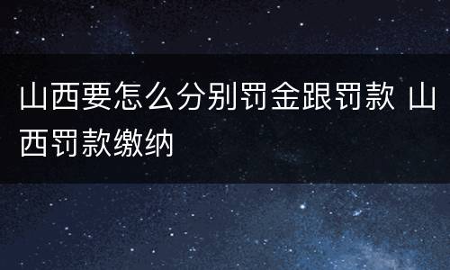 山西要怎么分别罚金跟罚款 山西罚款缴纳