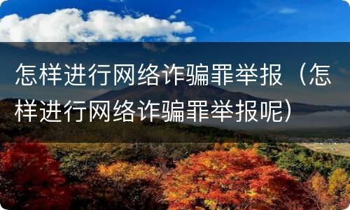 怎样进行网络诈骗罪举报（怎样进行网络诈骗罪举报呢）
