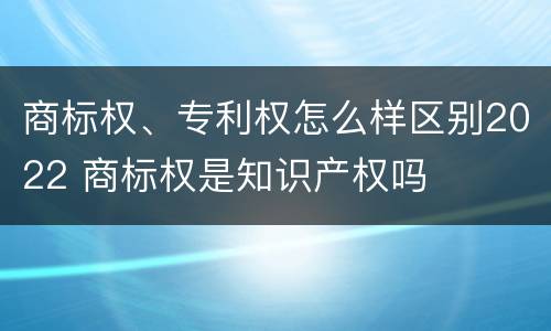 商标权、专利权怎么样区别2022 商标权是知识产权吗