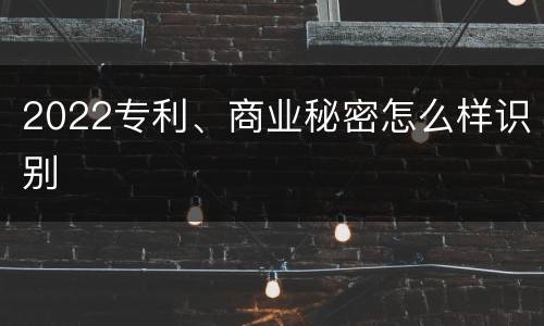 2022专利、商业秘密怎么样识别