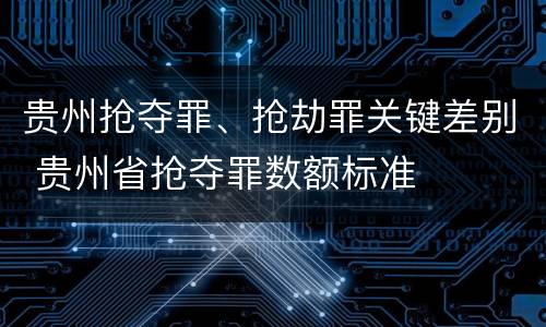 贵州抢夺罪、抢劫罪关键差别 贵州省抢夺罪数额标准