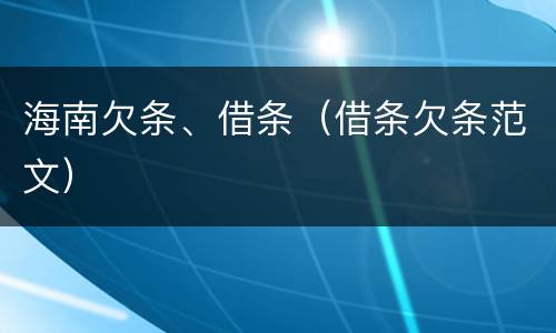 海南欠条、借条（借条欠条范文）