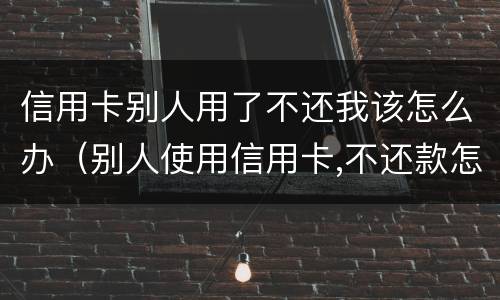 信用卡别人用了不还我该怎么办（别人使用信用卡,不还款怎么办）