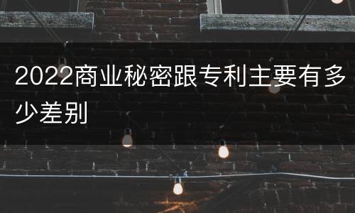 2022商业秘密跟专利主要有多少差别
