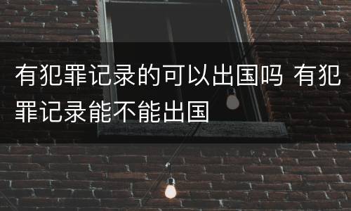 有犯罪记录的可以出国吗 有犯罪记录能不能出国