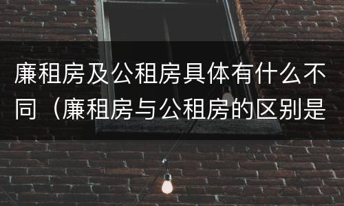 廉租房及公租房具体有什么不同（廉租房与公租房的区别是什么）