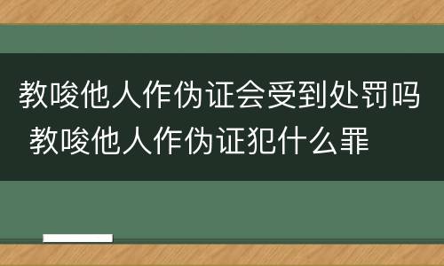 教唆他人作伪证会受到处罚吗 教唆他人作伪证犯什么罪