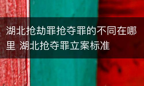 湖北抢劫罪抢夺罪的不同在哪里 湖北抢夺罪立案标准