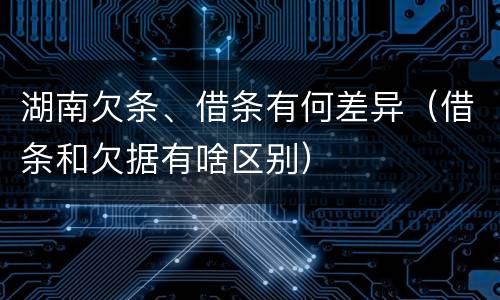 湖南欠条、借条有何差异（借条和欠据有啥区别）