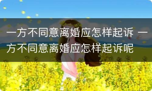 一方不同意离婚应怎样起诉 一方不同意离婚应怎样起诉呢