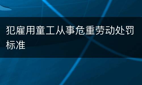 犯雇用童工从事危重劳动处罚标准