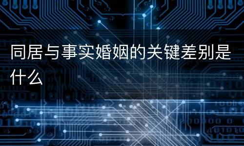 同居与事实婚姻的关键差别是什么