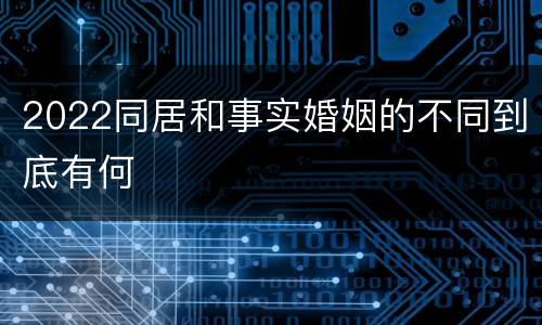 2022同居和事实婚姻的不同到底有何